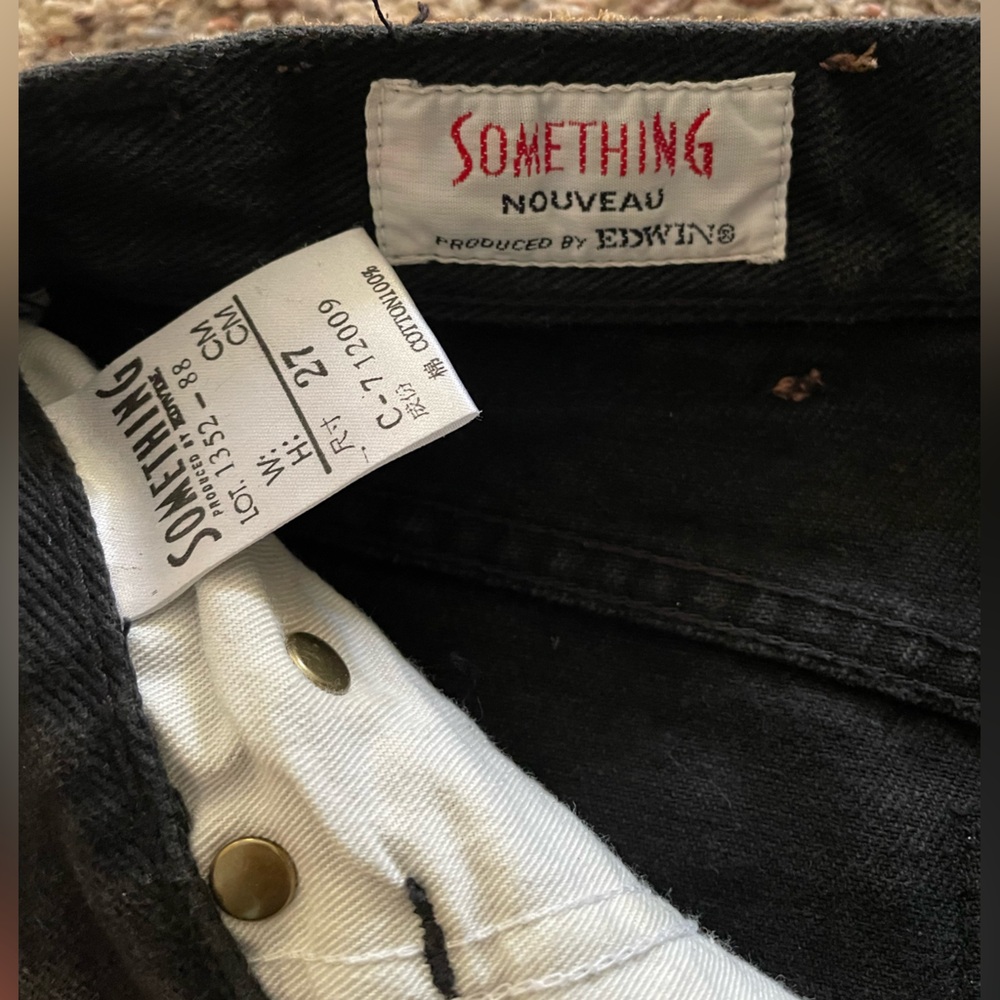 Something Nouveau Produced by Edwin Black Slim Jeans with Leather Patch - Picture 4 of 9